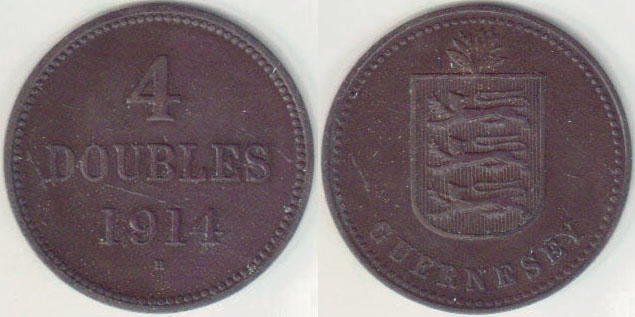 1914 H Guernsey 4 Doubles A001127